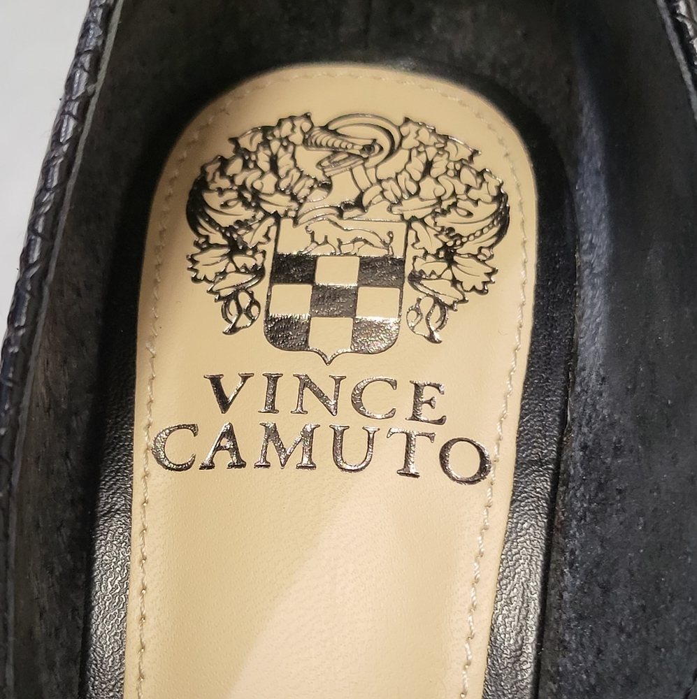 VINCE Camuto Shoes Size 6.5M Black Heels Classic Adeilia Leather Upper - Picture 5 of 9